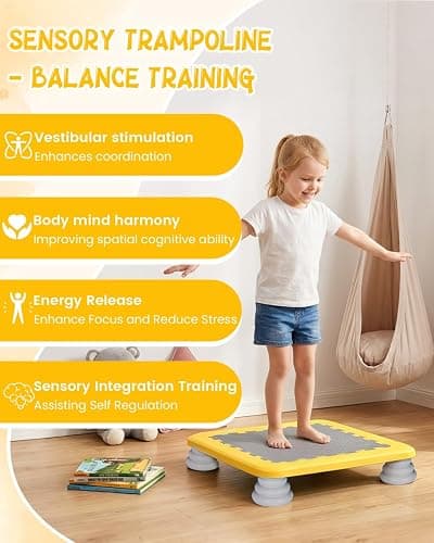 Kids Rebounder Bouncing Board, Mini Trampoline for Kids, 25 in Sensory Bouncing Board with Non-Slip Base, Rebound Jumping Board for Indoor Outdoor Play Autism Sensory Development Ideal Gift thumbnail 8