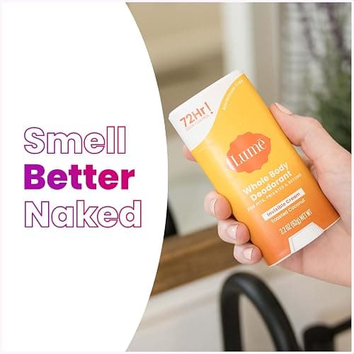 Lume Whole Body Deodorant - Invisible Cream Stick - 72 Hour Odor Control - Aluminum Free, Baking Soda Free, Skin Safe - 2.2 Ounce (Pack of 2) (Toasted Coconut) thumbnail 6