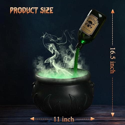 Zesua Halloween Decorations Indoor - DIY Floating Potion Set with Witches Cauldron and Mist Maker - Spooky Vintage Black Plastic Bowl Hocus Pocus Party Decor for Home Table Mantel Kitchen Room thumbnail 2