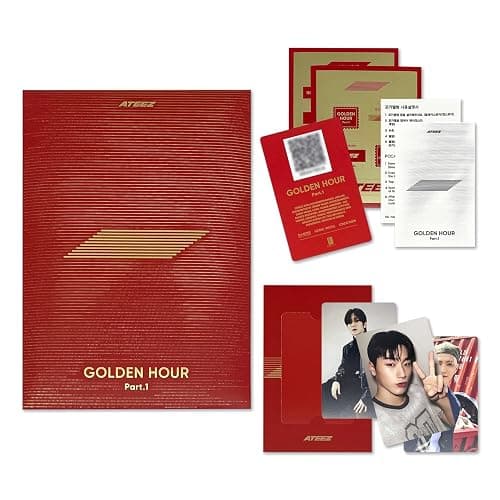 ATEEZ GOLDEN HOUR : Part.1 POCAALBUM Ver. Package Cover + Photo Stand + QR Card + Image Card + Photocard + Sticker Set + Digital Contents + User Guide + 2 Pin Badges + 4 Extra Photocards - Image 1