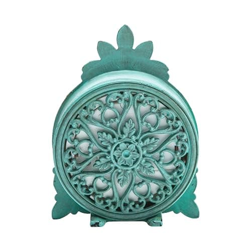 NIKKY HOME Vintage Pewter Quartz Mini Table Clock with Crystal Shining Rhinestone, 2.87 x 1.37 x 3.87 Inches, Aqua thumbnail 6