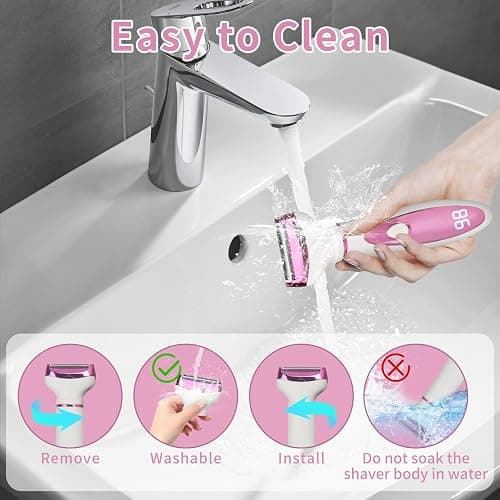 Beanify Wet & Dry Electric Razor for Women Men,4 in 1 Rechargeable Led Display Electric Shaver and Facial Hair Remover,Painless Ladies Body Razors for Nose Face Body Leg Bikini Arm Hair thumbnail 4