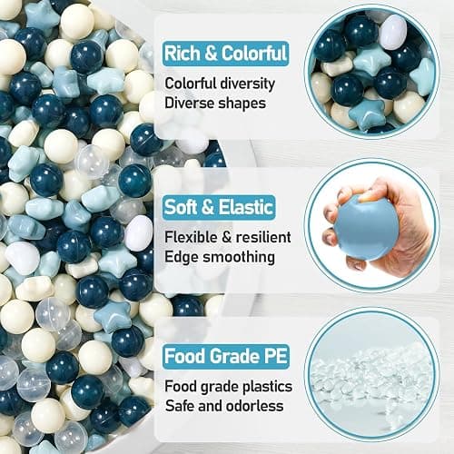 FHRILEK Crush-Proof Balls, BPA-Free Plastic Balls for Toddlers Indoor Play Non-Toxic and Safe. Works for playpens, Parties, Amusement Activities, Birthday and Christmas Occasions. thumbnail 6