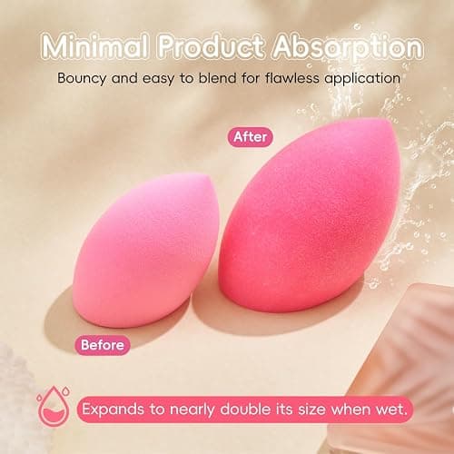GWT Makeup Sponge Set, 6 Pcs Latex-Free Beauty Blender Sponges for Foundation, Liquid & Cream, Ultra-Soft Wonder Sponges, Multi-Angle Blending, Ideal Stocking Stuffers for Women thumbnail 5