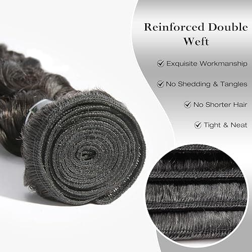 ASHINE Human Hair Bundles Deep Wave Unprocessed Cambodian Raw Hair 18 20 22 Inch, Flip Over Quick Weave Wet and Wave Bundles for Women Natural Black thumbnail 3