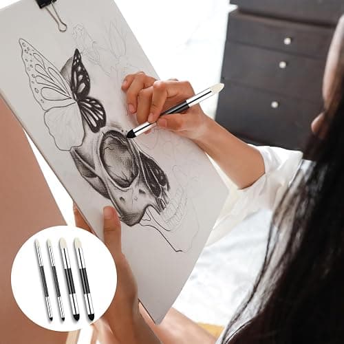 4pcs Artist Blending Sponge Pen Dual Tip Reusable Drawing Art Soft Oil Pastel Blending Tools Washable Sketch Rubbing Sponge Brush for Artist Professional Sketch Drawing Blending Lightening & Highlight thumbnail 6