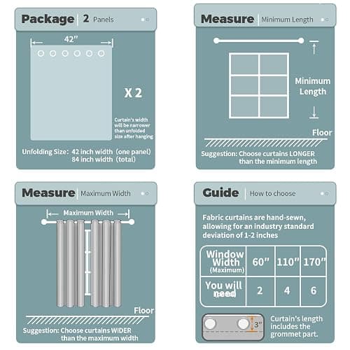 BGment Room Darkening Curtains 63 Inches Long - Grommet Thermal Insulated Drapes Window Treatment Curtains for Bedroom, 2 Panels, 42 x 63 Inch, Greyish White thumbnail 7