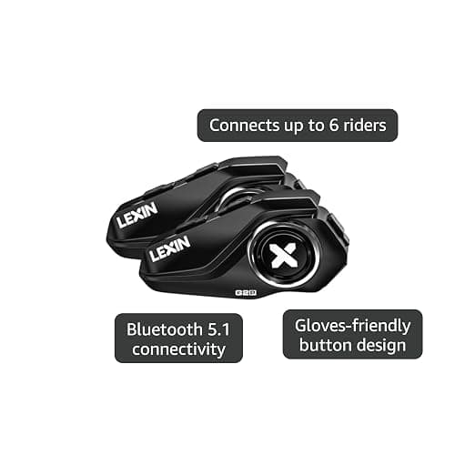 LEXIN G2P Motorcycle Helmet Bluetooth Headset, Group Intercom Communication Systems, FM Radio/ 6 Shells/Universal Pairing/Private Talk/Noise Cancellation, Fit for Snowmobile/ATV, 2 Pack thumbnail 3