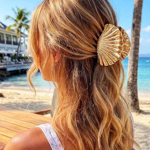 Kilshye Shell Hair Claw Clips Gold Metal Hair Clips Seashell Hair Accessories for Women (Pack of 2) thumbnail 4