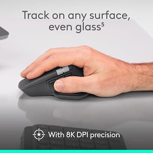 Logitech MX Master 4, Ergonomic Wireless Mouse with Advanced Performance Haptic Feedback, Ultra-Fast Scrolling, USB-C Charging, Bluetooth, Windows, MacOS - Graphite thumbnail 5