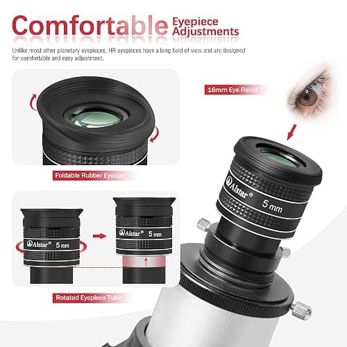 Alstar Telescope Eyepiece, 58 Degree 5mm 1.25 Inch Wide Angle Planetary Eyepiece for 1.25 Inches Astronomic Telescopes & Filters, Fully Multi-Coated Lens Telescope Accessory thumbnail 3