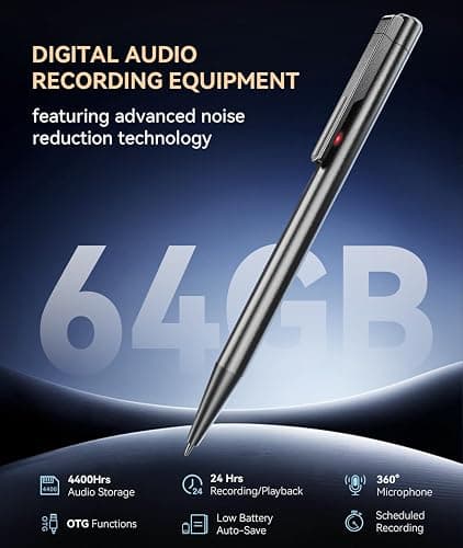 64GB(4400H)Digital Voice Recorder with Playback,24H Battery Voice Activated Recorder with Noise Reduction,Type-C Audio Recorder with 10X Speed Transfer,Recording Devices for Lecture,Meeting,Interview thumbnail 2