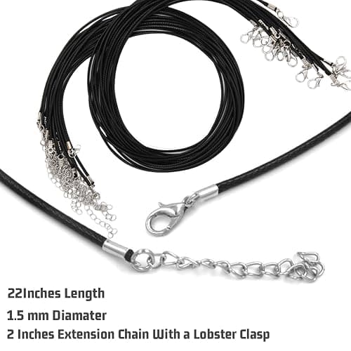 EuTengHao Necklace Cord Bulk, Waxed Necklace Chain, Black Waxed Necklace Cord String for Jewelry Necklace Bracelet Making (100Pcs, 22 Inch) thumbnail 5