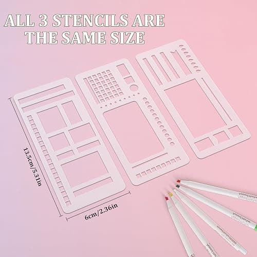 Handmade Flexible Record Template, Set of Templates for Diary Planning, 3-Pack Stencils Drafting Tools, for Diaries, Scrapbooks, DIY Handicrafts (B) thumbnail 2