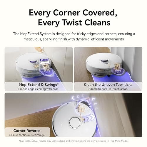 NARWAL Freo X10 Pro Robot Vacuum and Mop Combo, 11,000Pa Suction,DualFlow Tangle-Free System,MopExtend Edge Cleaning,Self-Emptying,Auto Mop Wash & Dry,for Pet Hair & Hard Floors,White thumbnail 4