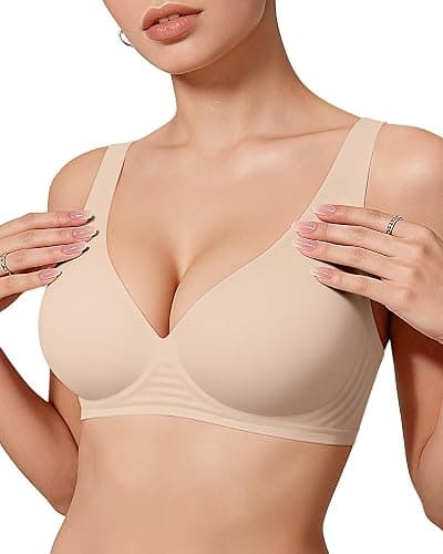 OEAK Womens Jelly Bras Wireless Deep V Bralette Comfy Push Up Tshirt Bras | Comfortable,support and lift,no underwire,bralettes,plunge,full coverage,invisible,balconette,minimizer,no show,soft - Image 1