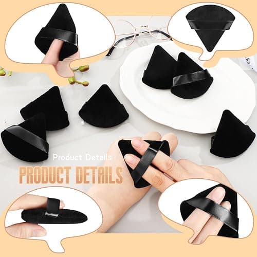 Suclain 48 Pcs Velour Triangle Powder Puff Soft Velour Makeup Puff for Face Powder Makeup Triangle Sponges for Wet and Dry Cosmetic Foundation Loose Mineral Body Tool(Black) thumbnail 4
