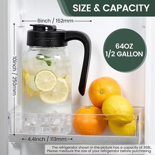 Spreccio Mason Jar Pitcher - Airtight & Leakproof Glass Pitcher with Lid, Perfect for Breastmilk, Cold Brew, and Sun Tea, 2 Quart (64 oz) 1/2 Gallon Mason Jar with Pour Spout Lid thumbnail 2