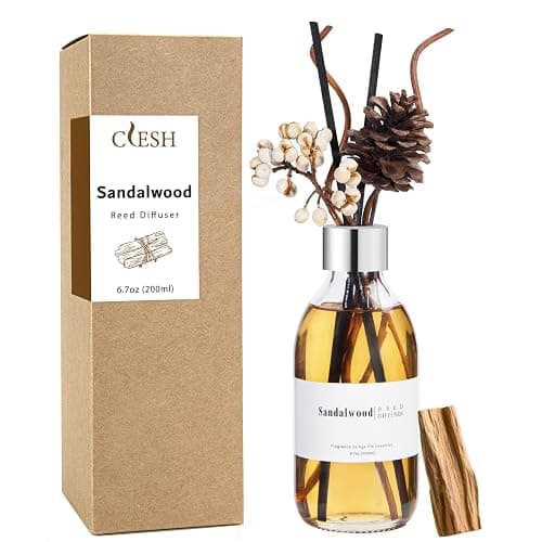 Clesh Reed Diffuser Set, 6.7 oz Sandalwood Scented Diffuser with Sticks, Home Fragrance Reed Diffuser for Bathroom Shelf Decor - Image 1