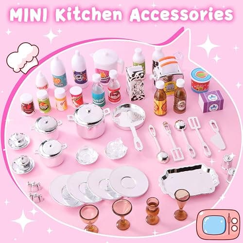 Mastom Kitchen Playset for Girls, Play Kitchen Toys for Dolls with Realistic Lights & Sounds, 56PCS Kids Pretend Play Kitchen Toy Accessories, Gifts for Toddlers Girls 3 4 5 6 Year Old thumbnail 6