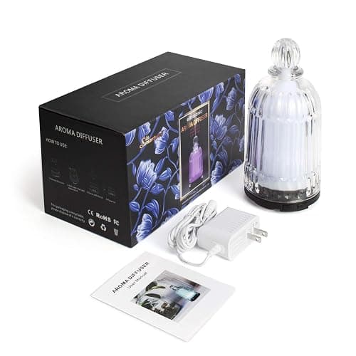 DOUDING 120ml Glass Essential Oil Diffuser, Ultrasonic Aroma Diffuser Glass Cover & Plastic Reservoir with Auto Shut-Off 7 Colors LED Lights for Home Office Bedroom(Bronze Base) - Bronze Base thumbnail 9