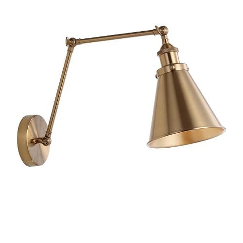 JONATHAN Y JYL7461A Rover 7" Farmhouse Industrial Adjustable Arm Metal LED Wall Sconce Rustic Bohemian 2700K LED 4W Bulb for Entryway Lobby Kitchen Bathroom Bedroom Living Room Hallway, Brass Gold - Image 1