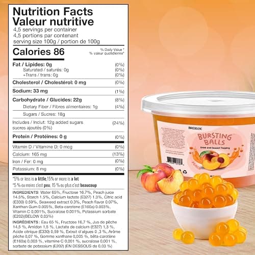 BREXONIC Boba Pearls, Peach Popping Bursting Boba, Tapioca Pearls For Bubble Tea (Peach, 1 LB 1 Pack) thumbnail 2