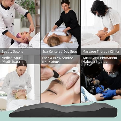 ENITYA Lash Bed Topper, Ergonomic Curvy Massage Table Foam Topper, Non-Slip Esthetician Bed Cushion with Removable Cover for Beauty Salon, Wax/Eyelash/Spa/Tattoo/Facial, 71"×27.5"(Black) thumbnail 7
