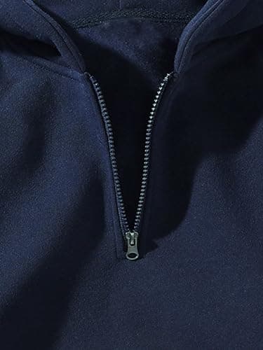 QJQ Men's Quarter Zip Up Hoodie Long Sleeve Drop Shoulder Fleece Sweatshirt Casual Pullover Hoodies Streetwear thumbnail 2