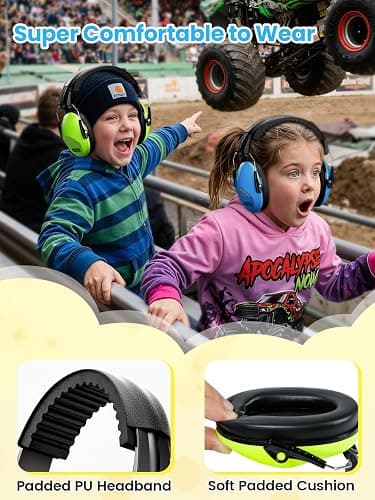 Dr.meter Noise Cancelling Headphones For Kids 2PACK, 27.4SNR Kids Ear Protection Ear Muffs for Toddler Hearing Protection, Noise Reduction Earmuffs for Monster Jam, Autism Sensory, Focus, Fireworks thumbnail 2