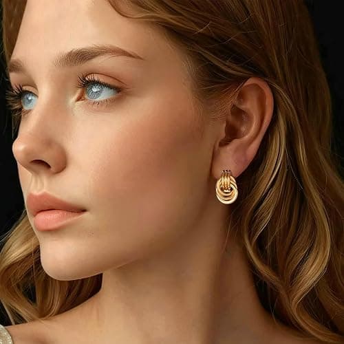 18K Gold Filled Knot Earrings for Women, Elegant Dangle Drop Earrings, Timeless Luxury Jewelry Gift for Her thumbnail 3