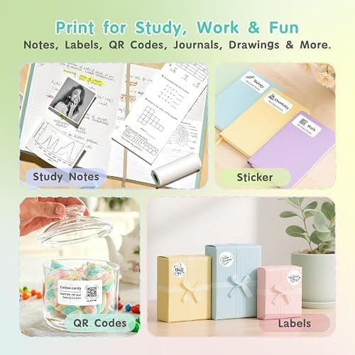 Gloryang JD-23 Sticker Printer, Mini Portable Thermal Printer Print Pod, Inkless Bluetooth Label Maker Machine for DIY Crafts, Journaling, Office & Home Use, Includes 2 Rolls Sticker Paper thumbnail 5