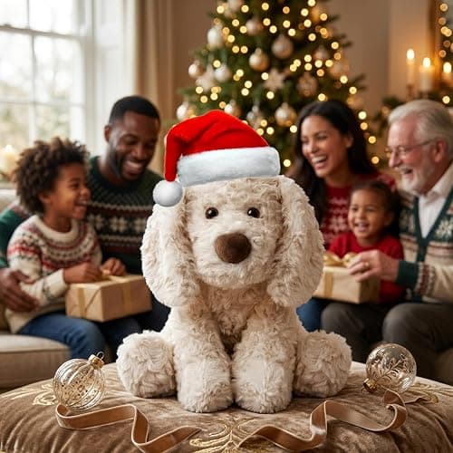 JUSTQUNSEEN White Stuffed Dog Plush Toy Sitting Puppy Animal Floppy Eared Cute Soft Cuddly Plushie for Newborn Baby Toddler Girls Boys Nursery Decor Birthday Shower Gift 12 Inch thumbnail 2