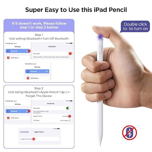 DEGGE Stylus Pen for iPad 2018-2025, 15Mins Fast Charge for Apple Pencil, Palm Rejection, Compatible with iPad A16 11/10/9/8/7/6, iPad Pro M5/M4/12.9"/11", iPad mini 7/6/5, iPad Air M3/M2/5/4/3 thumbnail 6