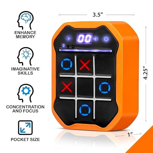 Electronic Tic-Tac-Toe Handheld Game | 3-in-1 Memory & Brain Games | Birthday Gift for Kids and Adults | Touchscreen Travel Friendly with Sound & Voice Effects for Kids Age 7+ thumbnail 2