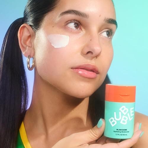 Bubble Skincare Slam Dunk Hydrating Face Moisturizer - Travel Size Lightweight Face Lotion with Vitamin E + Aloe Vera - Daily Facial Moisturizer for Normal + Dry Skin with Blue Light Protection (50ml) thumbnail 3