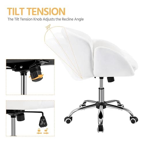 Yaheetech Comfy Vanity Desk Dressing Table Chair Modern Swivel Computer Chair Adjustable for Home Office, Living Room, Bedroom, Dressing Room Women Snowy - Velvet - Snowy thumbnail 6