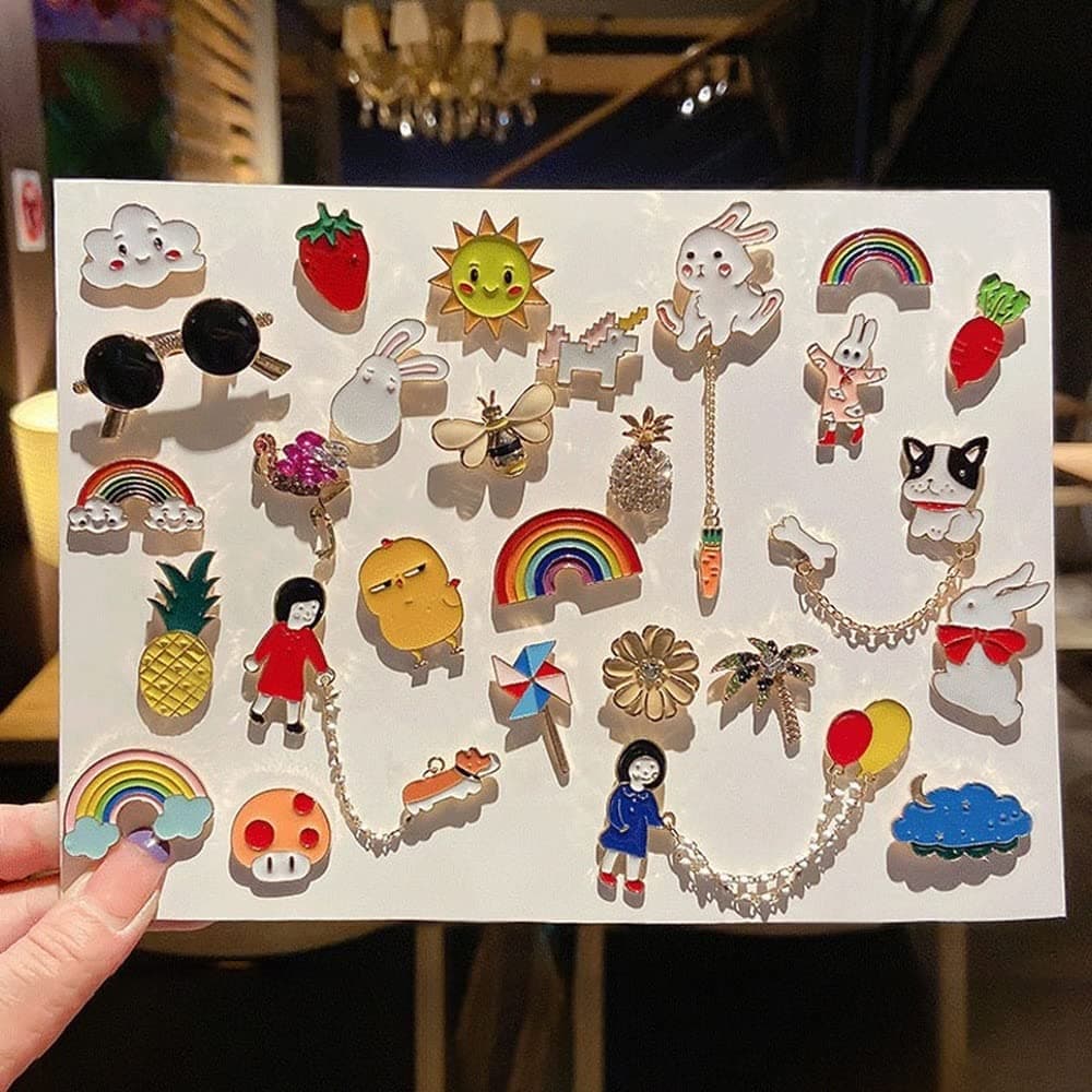 20 Random Enamel Pin Brooches Badges Cute INS Tide Personalized Pins Accessories Cartoon Clothes Hat Metal Small Jewelry thumbnail 2