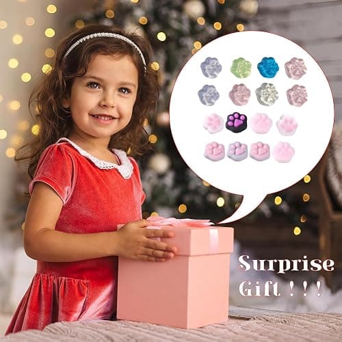 16 PCS Taba Squishy Paw, Tabba Squishy, Cat Paw Squishy, Random Color Squishy Toys, Soft and Durable, for Stress Relief and Fun, Includes 8 Solid and 8 Crystal Colors thumbnail 7