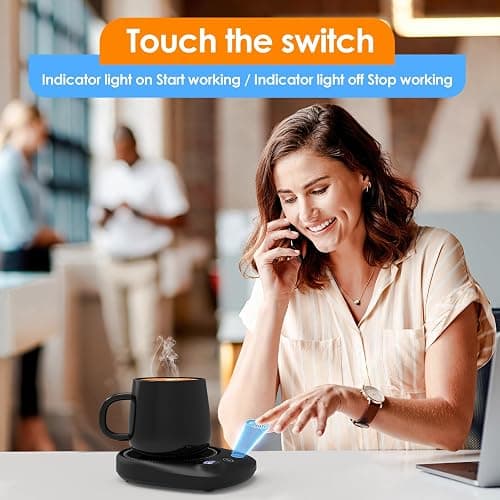 KitchekShop Coffee Mug Warmer - Fastest Heating & Highest Temperature, Coffee Cup Warmer for Desk Auto Shut Off, 4 Temp Settings & 1-12H Timer, Smart Electric Beverage Warmer for Coffee, Tea (Black) thumbnail 2