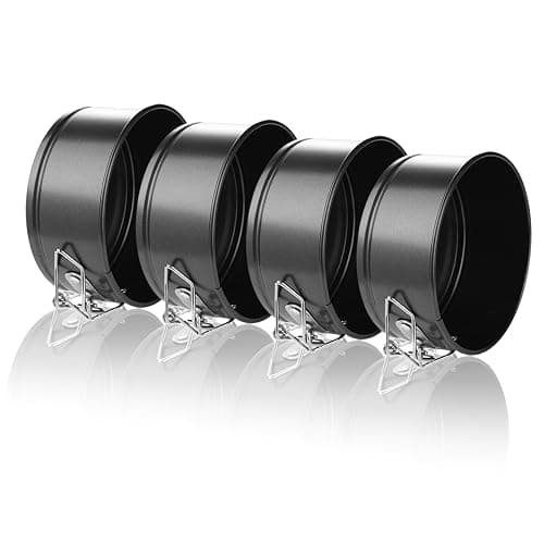 Hiware 4-Inch Mini Springform Pan Set - 4 Piece Small Nonstick Cheesecake Pan for Mini Cheesecakes, Pizzas and Quiches thumbnail 4