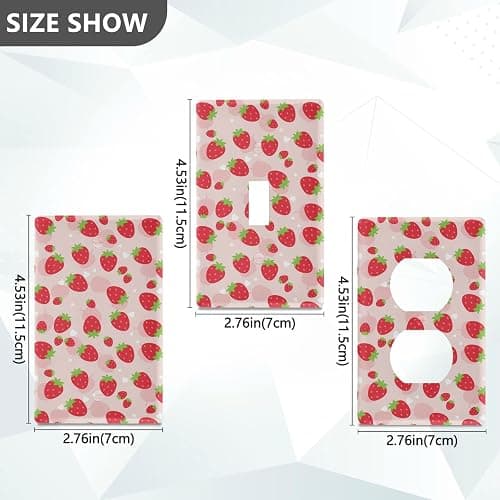 xigua Duplex Outlets Wall Plate Cover, Unbreakable Cute Kawaii Strawberry Electrical Plug Cover, Decorative Cover Standard Size 2 Gang 4.53" x 2.76" Screws Included - 1 Pack thumbnail 2