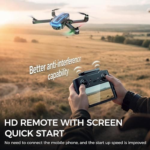 GPS Drone with 4K HD Camera EIS for Adults, 4.5 inch Screen on Remote Controller,FPV RC Drones with Auto Return, Follow Me and Lightweight,,2 PCS Batteries for Long Flight Time,Easy Fly Quadcopter for Kids & Beginners,Under 250g thumbnail 4