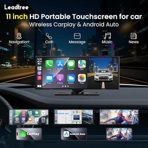 Largest 11.5 inch Wireless CarPlay Screen for Car, A-pple CarPlay & Android Auto HD Touchscreen with 4K Dash Cam/1080P Backup Camera/Navigation/Bluetooth/Voice Control/FM/Mirror Link,for All Vehicles thumbnail 2