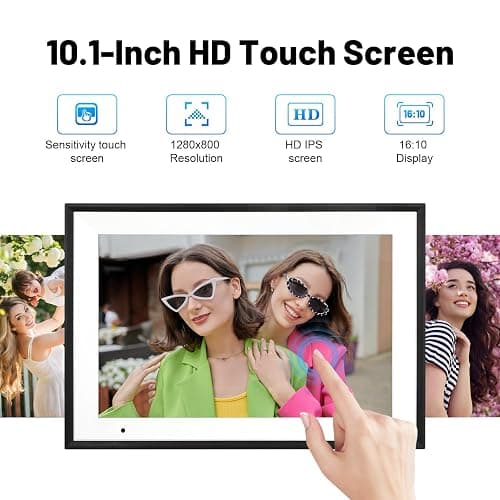 Digital Photo Frame 10.1 Inch WiFi Digital Picture Frame IPS HD Touch Screen Smart Cloud Photo Frame with 32GB Storage, Auto-Rotate, Easy Setup to Share Photos or Videos Remotely via AiMOR APP (Black) thumbnail 3