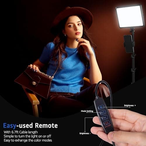 NiceVeedi 1-Pack Photography Lighting Kit, 2800-6500K Bi-Color LED Video Light Kit, Dimmable Studio Light with Tripod Stand & Phone Holder, Light for Video Recording, Game Streaming, YouTube thumbnail 4