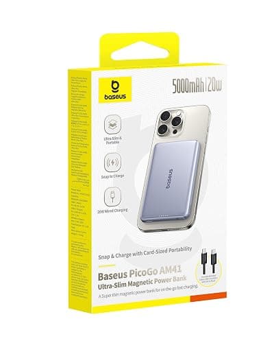 Baseus Picogo AM41 Power Bank, 0.3" Ultra Slim 5000mAh Magsafe Powerbank, PD 20W Fast Charging, Portable, Mini Wireless Magnetic Battery Pack with USB C Cable for iPhone 17 Air/16/15/14/13, Space Grey thumbnail 12