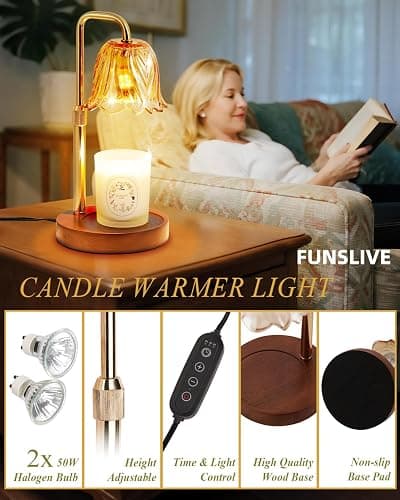Flower Candle Warmer Lamp with Timer Dimmable, Candle Warming Lamp Height Adjustable, Birthday Gifts for Women Mom, Candles Warmer Light for Jar Candles, Christmas Gifts, House Warming Gifts New Home thumbnail 6