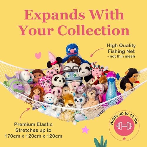 Lilly's Love Stuffed Animal Hammock, 2 Pack | Corner Hanging Organizer, Toy Storage, Stuffed Animal Storage | Easy to Hang Plushie Net w/Anchors & Hooks | Cute Room, Bedroom & Home Decor (White) thumbnail 3