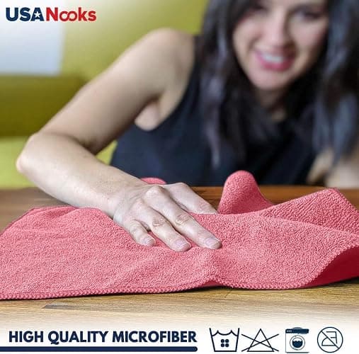 USANOOKS Microfiber Cleaning Cloth Light Pink - 12 Pcs 12.5"x12.5" - High Performance - 1200 Washes, Ultra Absorbent Towels Weave Grime & Liquid for Streak-Free Mirror Shine - Car Washing Cloth - Light Pink thumbnail 4